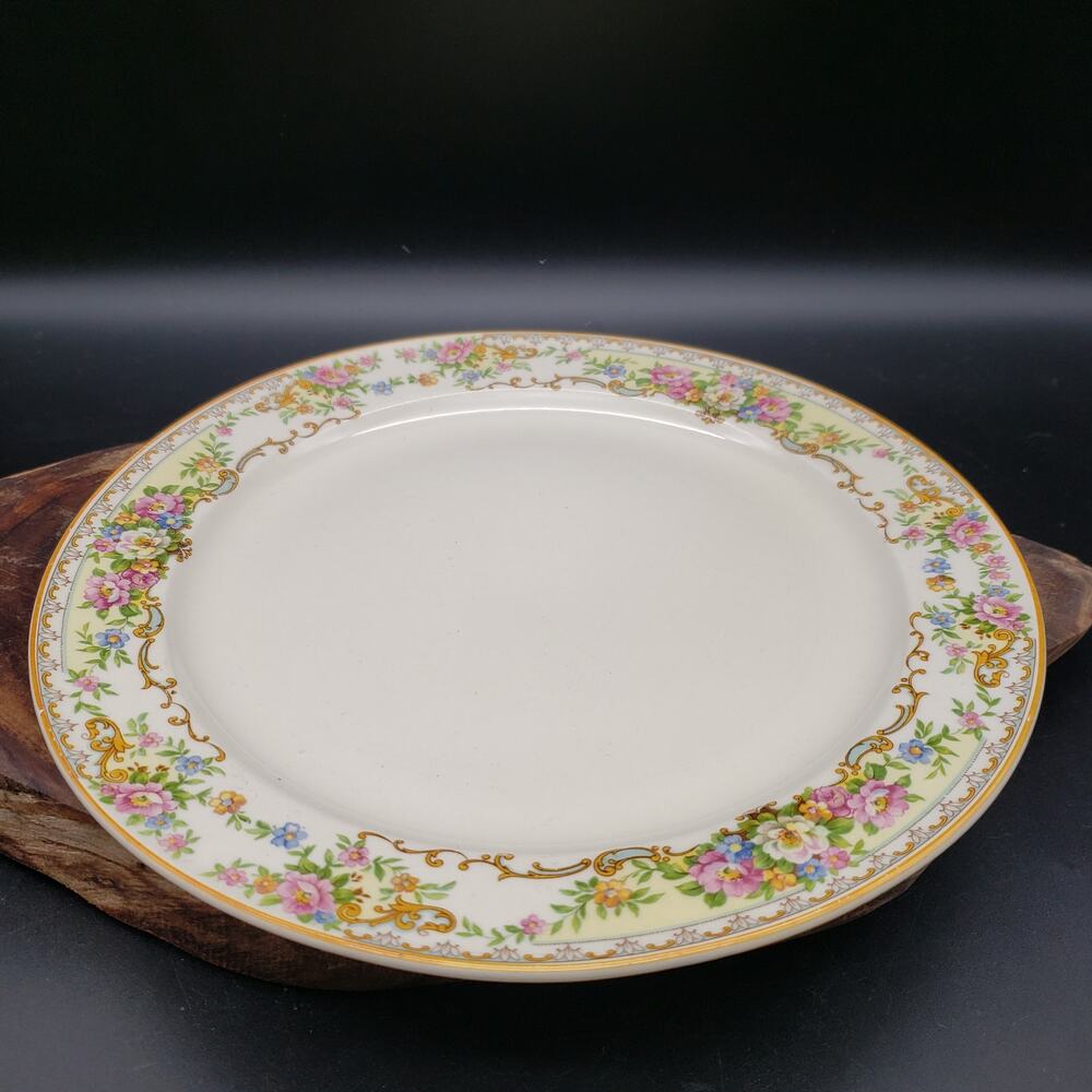 Vintage Edwin Knowles Hostess Luncheon Plate 9.25" – Floral Scrolls Multicolor